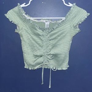 Ruched and Adjustable Cinching Rue21 Pale Green Summer Crop Top